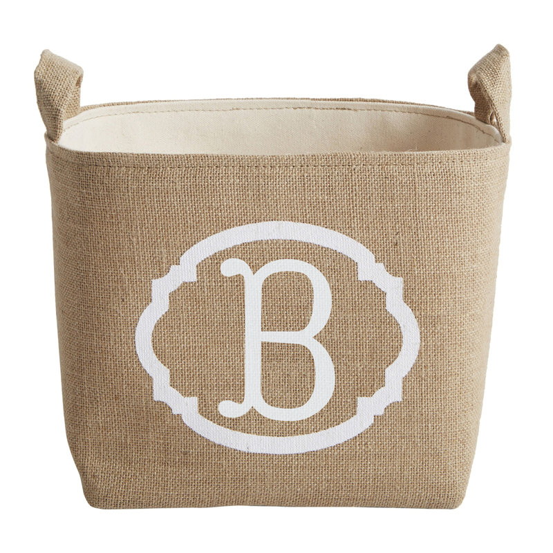 asouthernbucket White Monogram Burlap Storage Bin & Reviews Wayfair